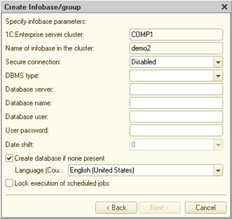 Fig. 36. Infobase parameters